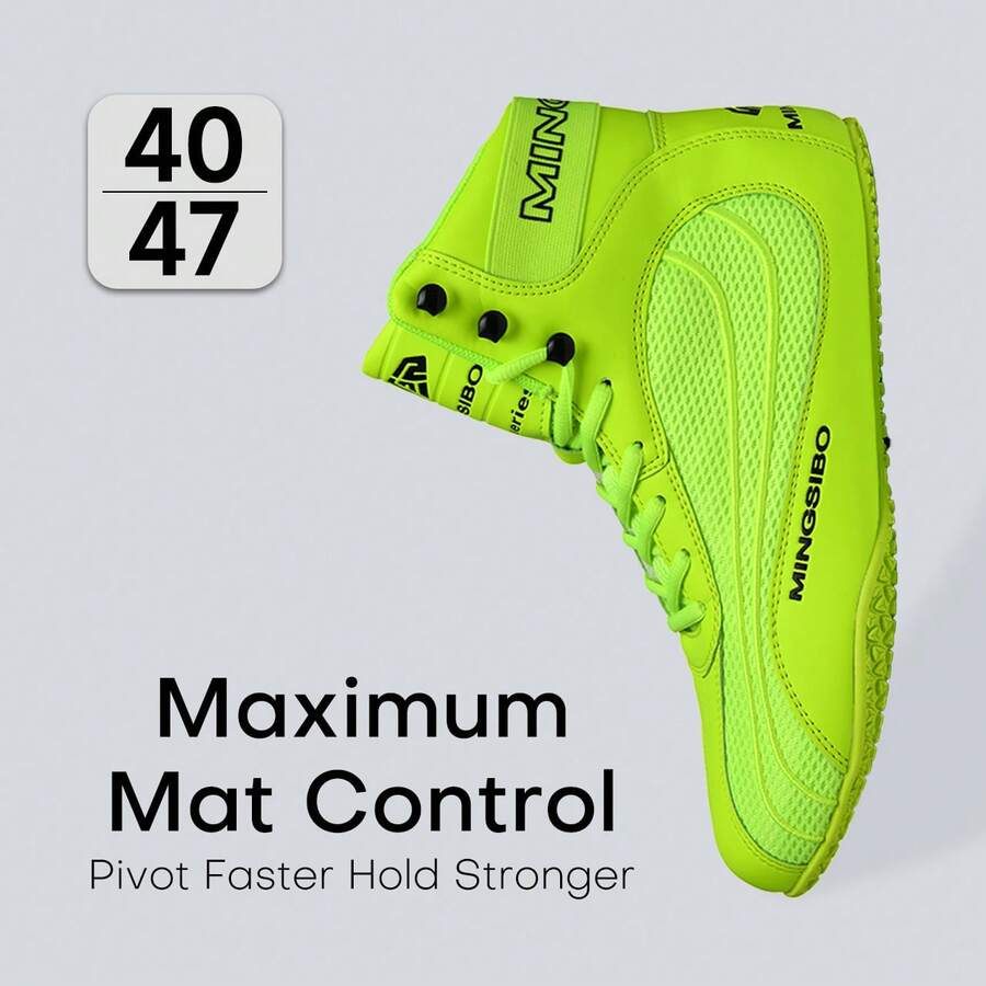 1 Pair Sport-Style High-Top Anti-Slip Grip Unisex Boxing & Training Shoes, Mesh & Synthetic Leather Upper, Breathable Gym Wrestling Combat Sneakers