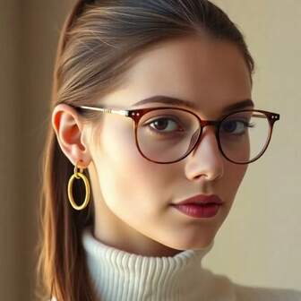 女士时尚金属拼接圆框眼镜，TR90 新款精致无度数眼镜，休闲 ABS 塑料配件，适合所有季节的眼镜