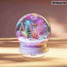 2D Flat, 360° Rotating Snow Globe With Enchanting Winter Forest Scene, Delicate Snowflakes And Warm Lighting - Polyester, No Electricity Required - Suitable For Holiday Home Decor Or Unique Gift, Snow Globe Christmas Decoration, Holiday Room Decor, Classic Decorative Style, 2D Flat