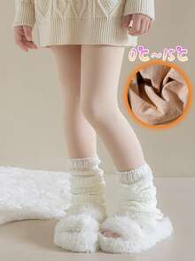 1 件保暖内衬舞蹈紧身裤，保暖针织腿套，防滑鞋底，厚实保暖，适合 5°C 以下温度，适合秋冬季