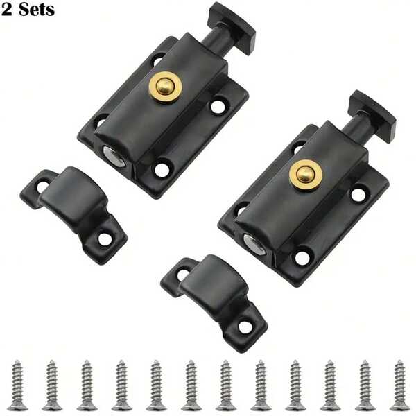 1 pieza Cerradura de resorte automática, Cerradura de puerta de gabinete industrial de aleación de zinc, Cerradura de pestillo de estilo de botón, Pestillo de madera de resorte automático (Tornillos incluidos)