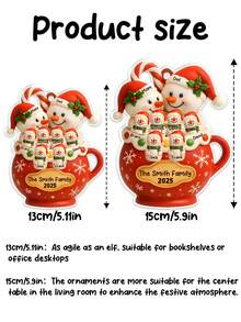 Personalized Family Snowman Christmas Decorations, Customizable With 1-10 Names And Text, 2025 Holiday Hot Cocoa Cup Design, Unique Holiday Commemorative Gift, Customized Name Christmas Tree Ornaments For Parents, Grandparents, Couples, Popular Family Christmas Decor Creativity, Personalized Home Decorations, Customized Name Christmas Gifts. - Multicolor - View 2