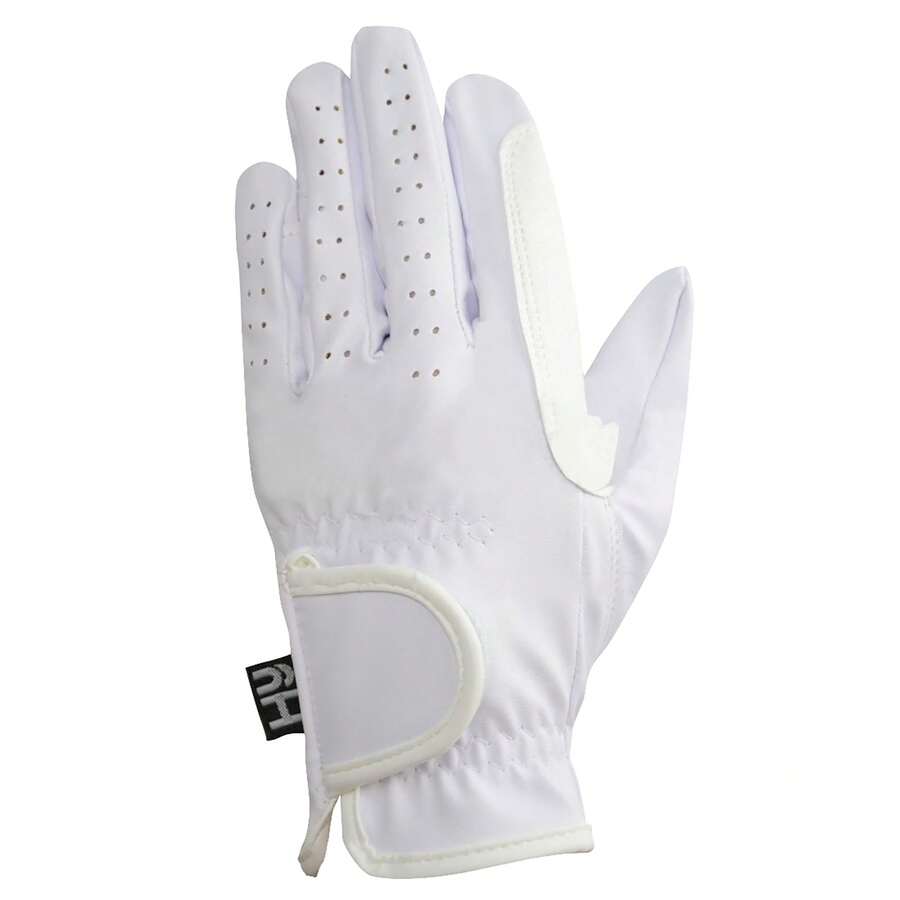 Hy Adults Synthetic Leather Riding Gloves (White) - 100% Synthetic - (BZ695) - White - View 1