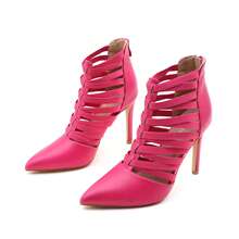 lunryet Women's Platform Heel Dance Boots Peep Toe Latin Salsa Ballroom Ankle Dance Shoes TINA-10 - 粉色 - 查看 4