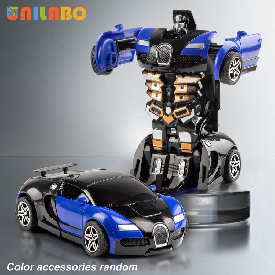 unilabo Transforming Sports Racing Car Toy: Inertial Powered Gliding Race Car, 2-In-1 Robot Vehicle Auto Transformation - Excellent Creative Gift For Boys!