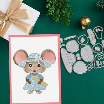 Cute Mouse Metal Cutting Dies, DIY Scrapbooking Album And Embossing Stencil, Greeting Card Making Tool, Card Paper Cutting Crafts ,Gift Card Making Template Die Cuts