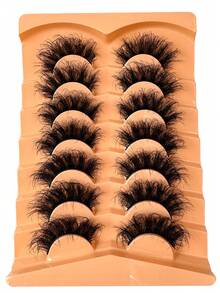 7 Pairs Faux Mink Eyelashes, Cat Eye Style, Natural Looking D-Curl Fluffy False Lashes, Naturally Thick & Fluffy Curly False Eyelashes, Dramatic Lashes Thick & Long 8D Curl Lasting Thick False Lashes To Lengthen And Volumize Eyes