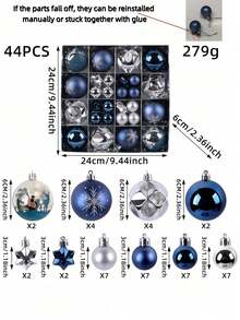 44pcs/Set, Christmas Special-Shaped Ball Pendants, Classic Home Decoration Items, Suitable For DIY Christmas Tree Craft Decoration, Theme Party Scene Arrangement, Holiday Christmas Balls, Gift Props Christmas Decorations Room Decor Winter Christmas Decorations Home Christmas Gifts Christmas Decor - Multicolor - View 8