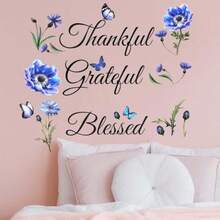 Inspirational Sticker Quote Grateful Thankful : Removable Peel And Stick Wall Decor For Family Room Kitchen Living Room Dining Room Motivational Quotes Wall Art With Positive Vibes And Uplifting Messages For Home Decoration
