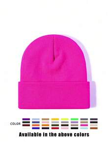 1 件男女通用 Y2K 风格纯黑色短款无檐针织帽，户外冬季保暖休闲百搭帽子，适合通勤秋季装 - 純色針織帽 - 查看 13