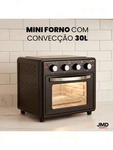 Mini Forno Elétrico com Convecção 30L Compacto para Cozinhas com Pouco Espaço - Preto - Visão 10