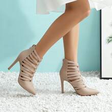 lunryet Women's Platform Heel Dance Boots Peep Toe Latin Salsa Ballroom Ankle Dance Shoes TINA-10 - NATRUAL - 查看 1