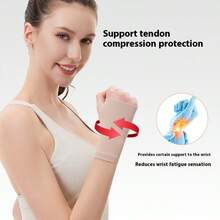 1pc Knitted Nylon Wrist & Palm Protector, Elastic Breathable 4-Way Stretch Compression Wrist Support Sleeve For Badminton, Mouse Hand - 彩色 - 查看 5