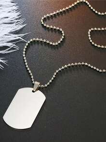 1 Stück Militär-Erkennungsmarken-Halskette für Herren, Titan-Stahl-Anhänger, der nicht verblasst, vielseitiges Streetwear-Accessoire, geeignet für den täglichen Gebrauch, Streetwear, Hip-Hop-Stil - Silber - Übersicht 2
