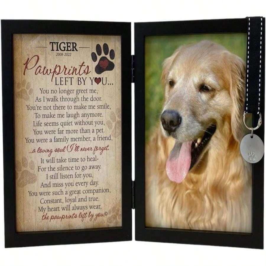 Pawprints Pet Memorial Frame With Pawprints Left By You Poem - Touching Dog Sympathy Gift For Pet Loss Remembrance (Personalized Poem Art With Tag) - MàuE - Xem 1