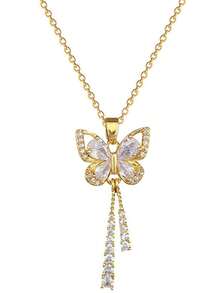 1pc Elegant Versatile Minimalist Rhinestone Bow Tie Necklace, Suitable For Men And Women, Ideal For Holidays, Parties, Daily Wear, Wonderful Gift For Halloween, Christmas, Thanksgiving, Birthday