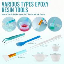 Epoxy Resin Mixing Tools Kit 36Pcs, Reusable Soft Silicone Resin Tools Supplies, Includes A3 Silicone Mats, Measuring Cups, Plastic Pipettes, Stir Sticks, Brushes, Resin Casting Jewelry Making - azul - Ver 4