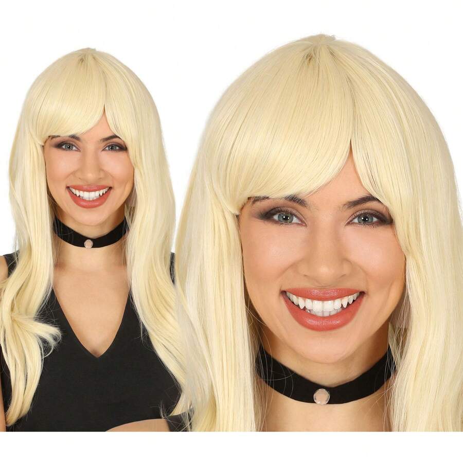Fiestas Guirca Blonde Long Curly Wig For Costumes And Parties, Women's Curly Hair, Ideal For Themed Gatherings, Cosplay, And Celebrations With Elegant And Eye-Catching Style - Multicolor - View 1