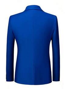 Caelus 高品质男士婚礼西装套装，包含外套、裤子和马甲，修身剪裁，男士礼服，定制英伦风新郎西装，商务正装 - 寶藍色 - 查看 4