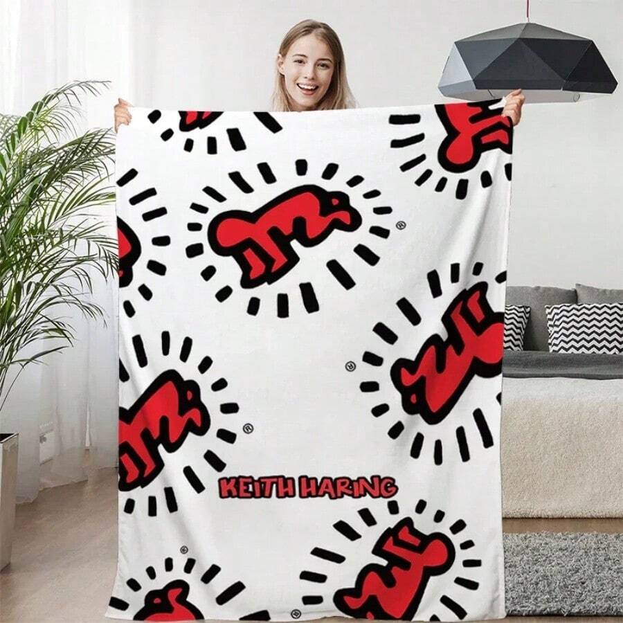 Blanket Sofa Winter Warm K-Keiths H-Haring Knee Bed Fleece Camping Custom Fluffy Soft Blankets Microfiber Bedding King Size - trắng - Xem 1