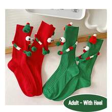 1 par de calcetines de media caña con estampado de Papá Noel, calcetines de regalo lindos para parejas/niños, aptos para otoño/invierno, Año Nuevo - Multicolor - Ver 5