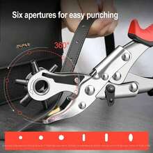 1pc Belt Punch Pliers Leather Belt Hole Eyelet Puncher Revolve Sewing Machine Bag Tool Watchband Strap Hand Tools - Multicolor - View 8
