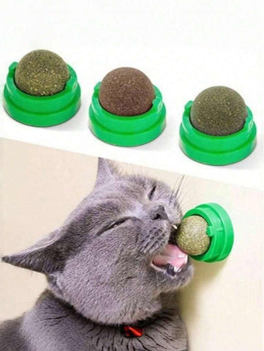 1pc Catnip Ball With RotatingFeature For Grinding Teeth AndCleaning,Catnip Ball WallSticking Crab Cat Toy, SuitableFor Pet Cats To Play And RelieveBoredom Cat Chew Toy WithDigestion Promoting AgentCatnip Ball, Adhesive Cat ToyTeeth Grinding Stick, PetProduct Green Color - Multicolor - View 1
