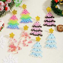 1 Pair Cute Acrylic Colorful Christmas Tree Dangle Earrings, Suitable For Girls Daily Wear, Holiday Accessories, Also Can Be Used As Gifts
