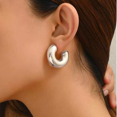 1 对 18K 镀金不锈钢首饰，时尚镂空大圆环耳环，适合女士，日常佩戴和送给姐妹的礼物