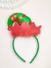 1pc Christmas Tree Shaped Headband With Bells For Girls, Children Christmas Hair Accessories, Suitable For Christmas Party