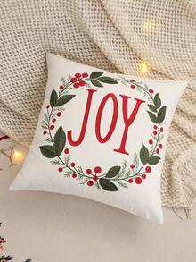 1 buc/2 buc față de pernă decorativă de Crăciun, decor de pluș cu broderie cu flori de Crăciun pentru canapea în sufragerie, dormitor, cadou de sărbători