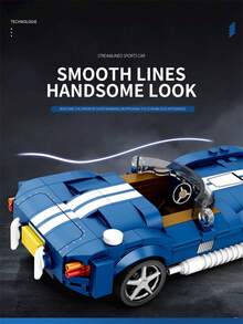 Reobrix No.812 Blue Supercar Building Block Sports Car Assembly Model, Race Car Building Toys For Kids, Suitable For Christmas & Halloween Decoration, DIY Gift For Holidays, Birthdays & Christmas, For Adults / Car Lovers. - Màu xanh lam - Xem 5