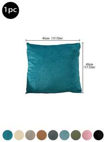 1 pièce Housse de coussin en peluche de renard argenté de couleur unie, simple, résistante à la saleté, amovible et lavable. Taie d'oreiller décorative pour la chambre, le salon, le canapé (insert de coussin non inclus), Champagne, Noir