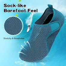 Scurtain Barefoot Water Shoes For Women Men Beach Swim Aqua Socks Summer Quick-Dry Sandals Slippers - 網格白色藍色 - 查看 4