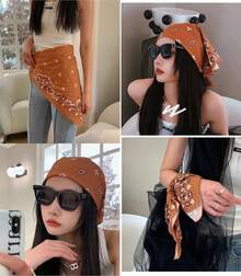 WENLOOY Square Satin Silk Feeling Hair Scarf Headscarf For Women/Men's Necktie Silk Bandanas Pocket Squarehalloween - Fj02-15紅色 - 查看 8