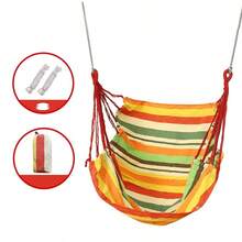 A Hanging Hammock Chair With A Sturdy Design Featuring Multiple Ropes, Comfortable And Durable, Perfect For Outdoor Use, Patios, Bedrooms, Terraces, - Multicolor - View 3
