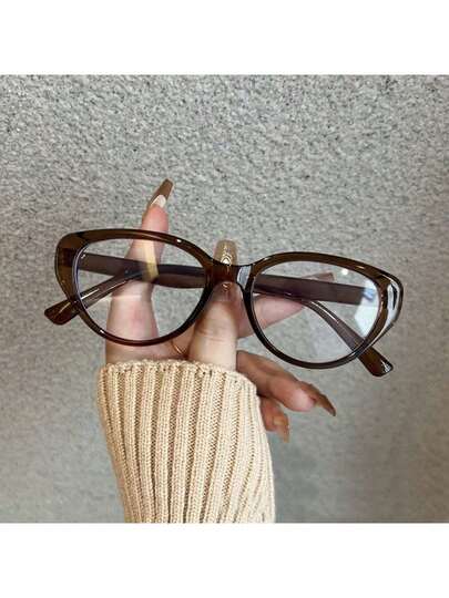 新款时尚复古性感猫眼眼镜框，男女通用日常佩戴透明镜片黑色镜框复古时尚轻便眼镜配饰