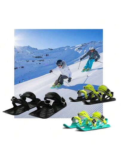 1PC Mini Ski Skates Short Snowboard Winter Sports Ski Gear With Adjustable Portable Bindings Support Quick Removal