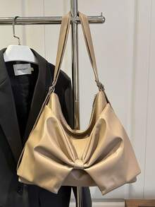 Bolso de mano con decoración de lazo para mujer, de gran capacidad, elegante, para ir y venir, bolso de hombro, casual, de moda, versátil, bolso de sobaco