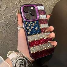 USA National Flag Pattern Phone Case Compatible With  17 Air 16 15 14 13 12 11 Pro Max XR XS X 7 8 Plus Square Cover Bumper Back Case Cover Compatible With  17 Pro Case,  17 Pro Max Case,  17 Case,  16 Pro Case - Black-yYDSG959 - View 8