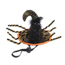 Halloween Haustier Katze Magischer Hut Schwarzer Schleier Spinne Lustige Kopfbedeckung