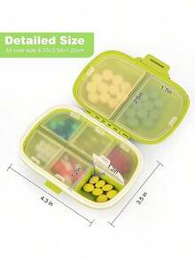 6-Compartment Storage Box With Secure Lid, Daily/Weekly Organizer For Vitamins & Supplements, Travel Size Portable Design, Multi-Compartment Case, 1-Piece - Random Color - 查看 3
