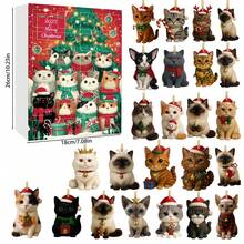 Party Packs Christmas Calendar 24 Day Christmas Cat Themed Countdown Calendar Keychain Acrylic 2D Pendants - Transparent - View 7