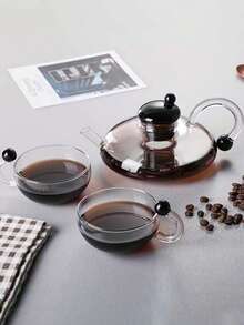 1-Piece Borosilicate Glass Teapot Set With Heat-Resistant Tape And Built-In Tea Strainer, Suitable For Loose Leaf And Flowering Teas, Ideal For Home And Restaurant Use