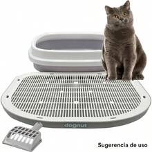 Kit Arenero para Gato con Pala+ Tapete Atrapa, Abierto, Base con Paredes, Gris y Blanco - Gris & Blanco - Ver 9