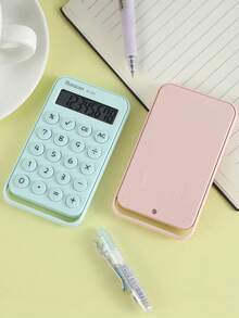 tonxiyuemu 1pc Mini 8-Digit Calculator, Compact & Portable, Round Buttons, Clear Digit Printing, 4 Color Options, Suitable For School, Classroom, Travel Gift, Back To School - Single Piece - View 3