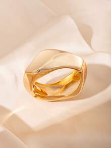 Tkool 1 chiếc vòng tay hợp kim trơn mặt cắt hình thoi, thích hợp cho trang phục phù hợp và dự tiệc - Vàng - Xem 2