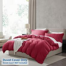 Soft Prewashed California King Duvet Cover Set, 3 Piece, Zipper Closure, 104x98 Inches Duvet Cover And 2 Pillow Shams - No Comforter,  In 2025 - 勃根地紅(無被子) - 查看 2