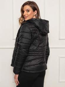 Bobojaco Women's Double-Sided Puffer Jacket Nylon Plain Waterproof Windproof Cold Reinforced Blouse - Đen trên Đen - Xem 4