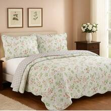 3-Piece Printed Double-Sided Bedspread Kit - Print 8 - View 1